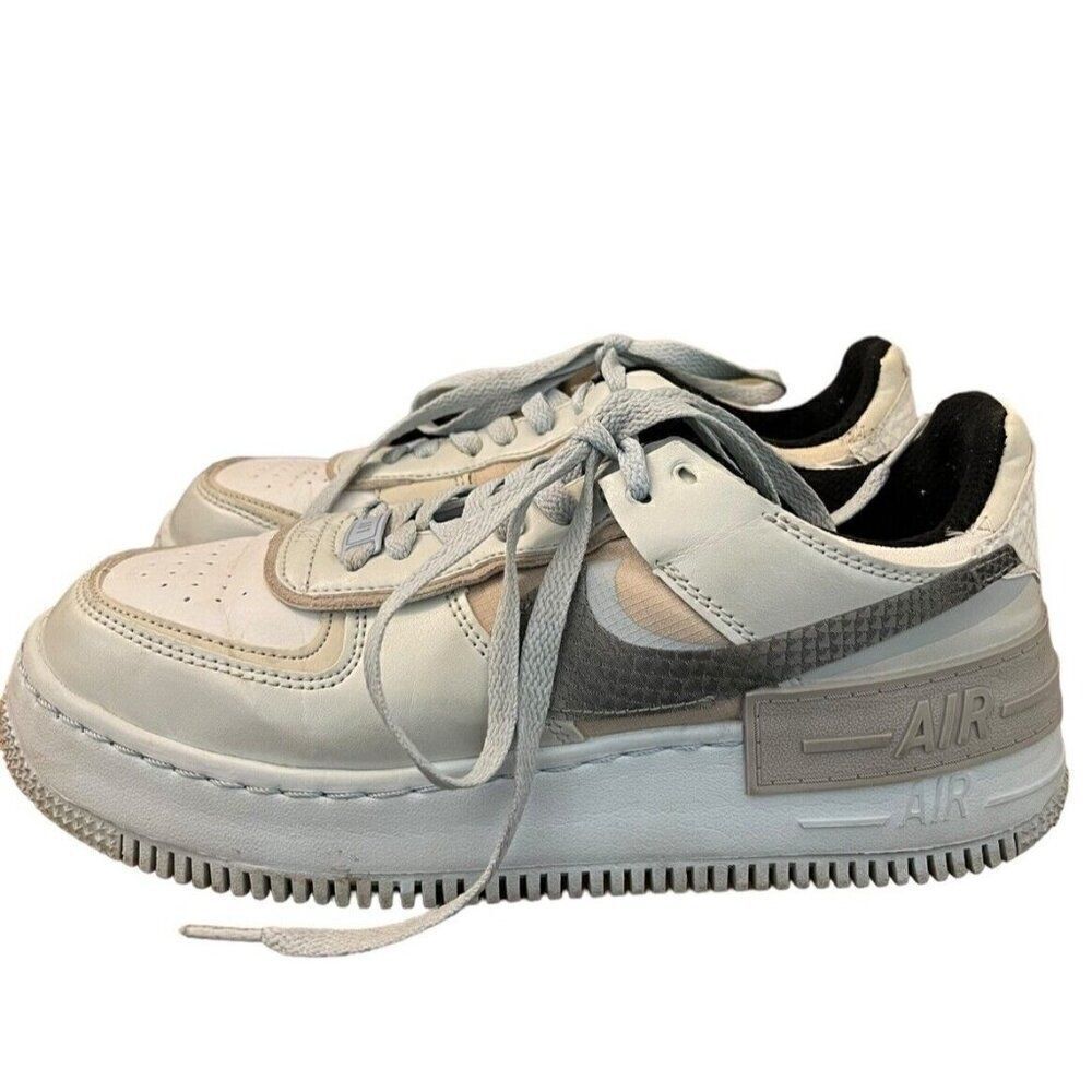 Nike Air Force 1 Mens 7 M Shadow Snakeskin Sneakers Platinum Light Blue  AF1